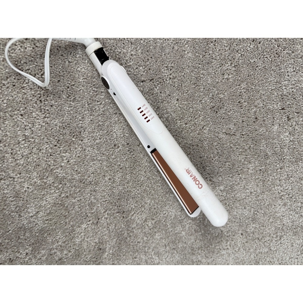 Conair CS221N 1" Double Ceramic Flat Iron Hair Straightener White Styling Tool - Picture 2 of 8